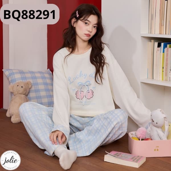 Bộ dài tay cổ tròn 100% cotton