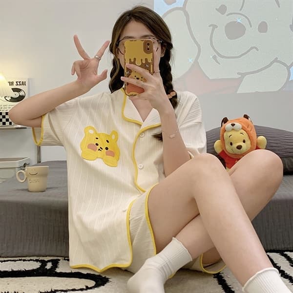 Bộ cộc cotton cổ bẻ gấu honey 7103