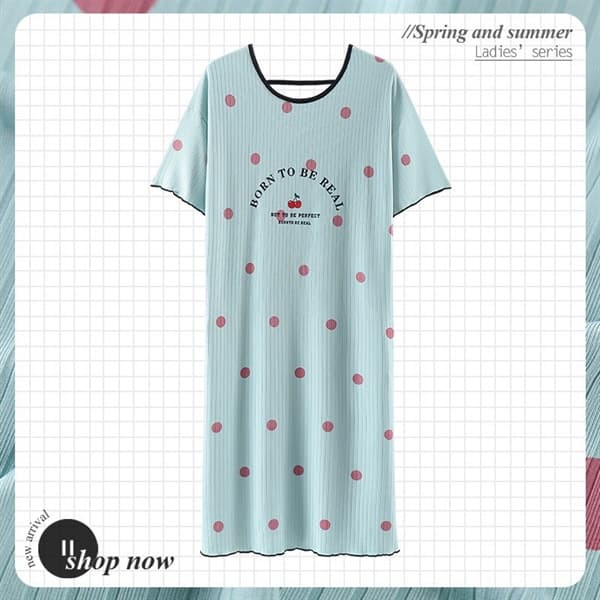 Váy cotton cổ tròn xanh bơ trái tím đỏ 23014