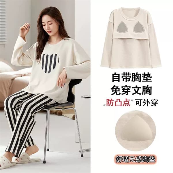 Bộ dài tay thu đông dày dặn - trái tim sọc 86085
