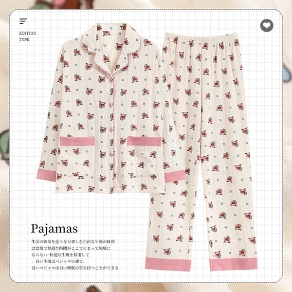 Bộ cotton dài tay có cổ vân sóng