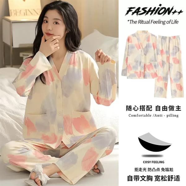 Bộ cổ v đệm ngực cao cấp - màu loang 89860