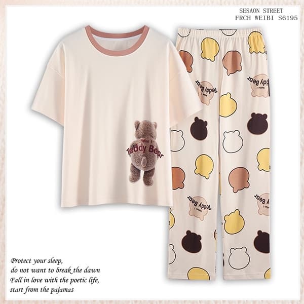 Bộ áo cộc quần dài - teddy bear