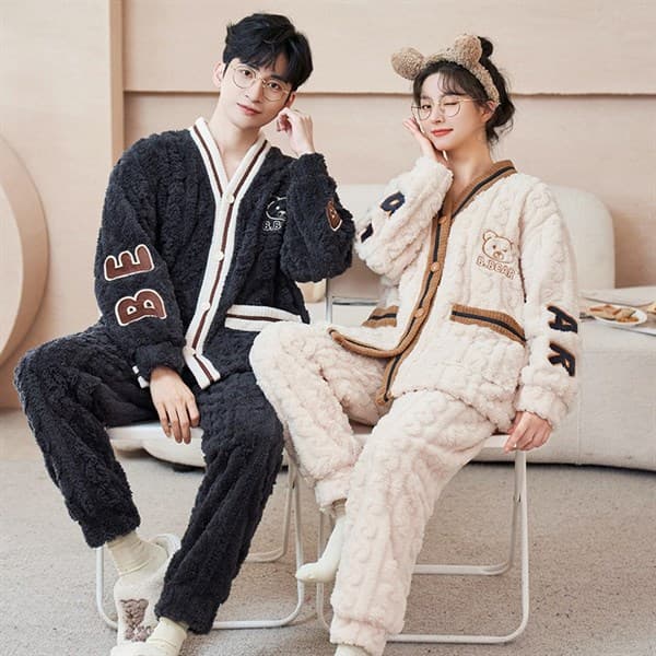 Bộ bông nữ bear viền nâu