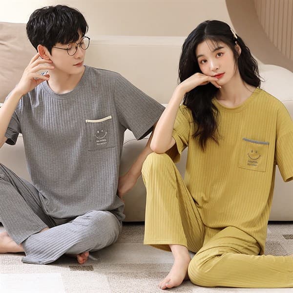 Bộ đôi áo cộc quần dài nữ - túi mặt cười 34502