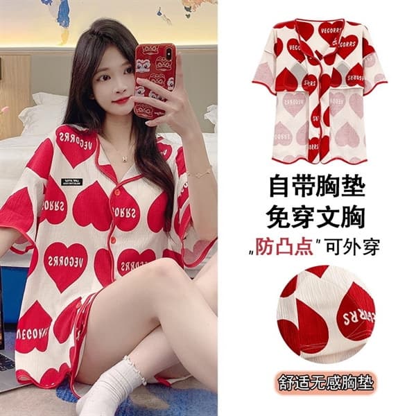 Bộ mặc nhà cộc cotton cổ bẻ