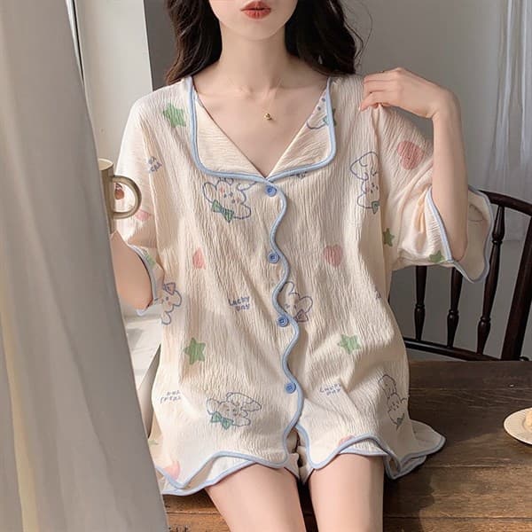 Bộ cổ bẻ cộc tay - thỏ lucky day 26031