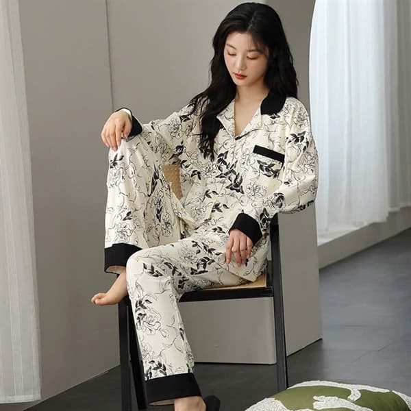 Bộ mặc nhà pijama dài tay 100% cotton