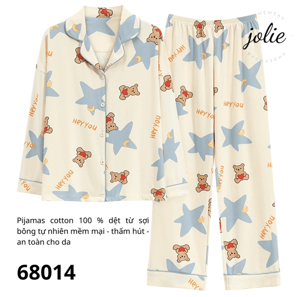 Bộ dài tay có cổ 100% cotton