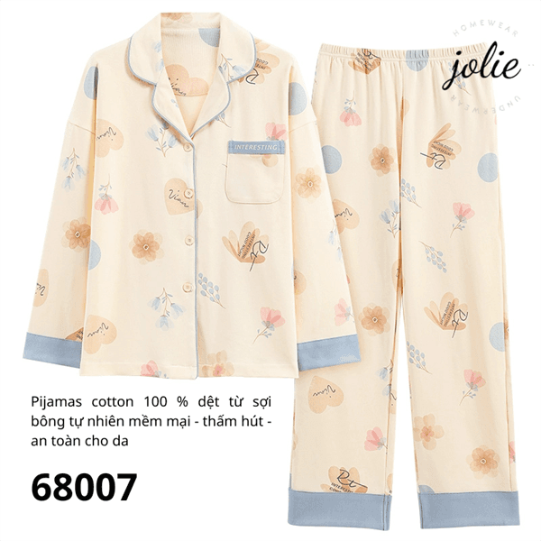 Bộ dài tay có cổ 100% cotton