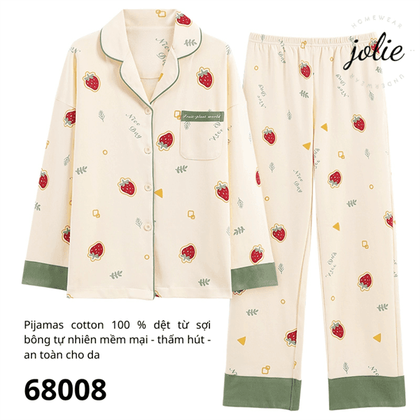 Bộ dài tay có cổ 100% cotton