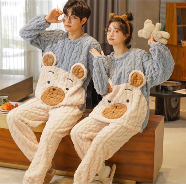 Bộ bông cổ tròn gấu xanh nam