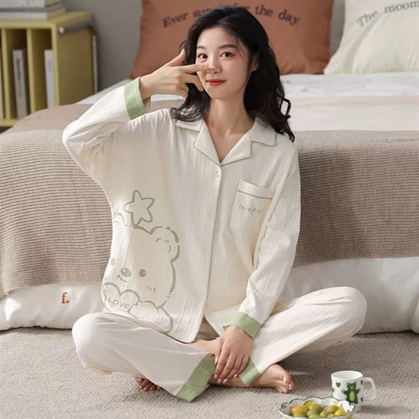 Bộ cotton 100% cài khuy