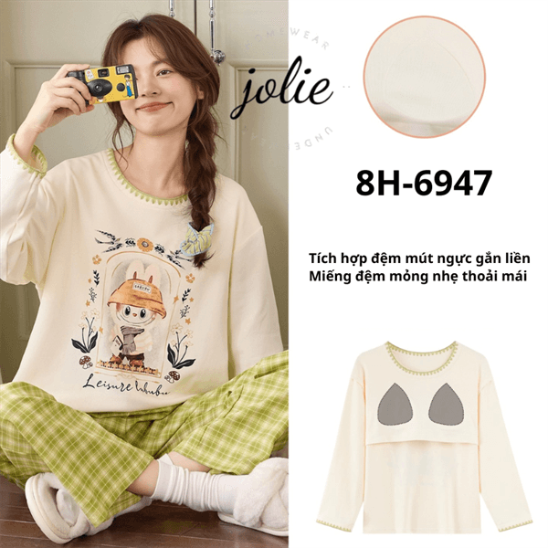 Bộ cotton dài tay cổ tròn cao cấp có đệm