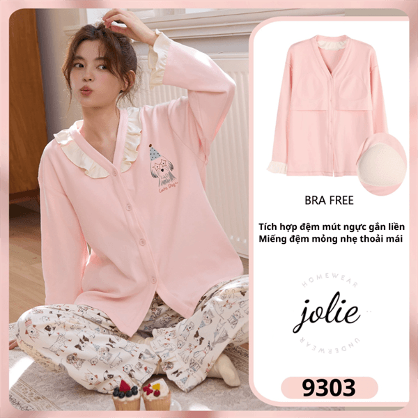 Bộ cài khuy dài tay bèo cotton có đệm ngực