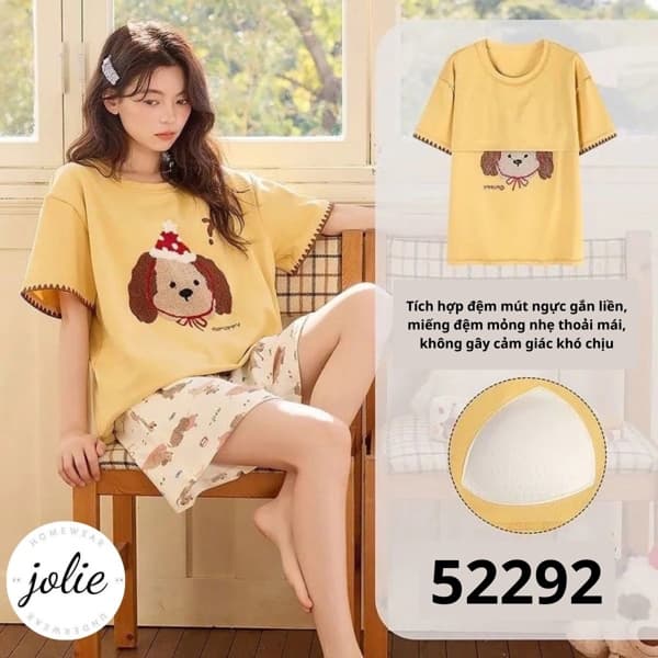 Áo cộc quần cộc cotton có đệm ngực 52292