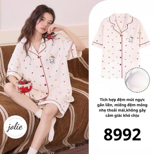 Bộ cotton áo cộc pijama