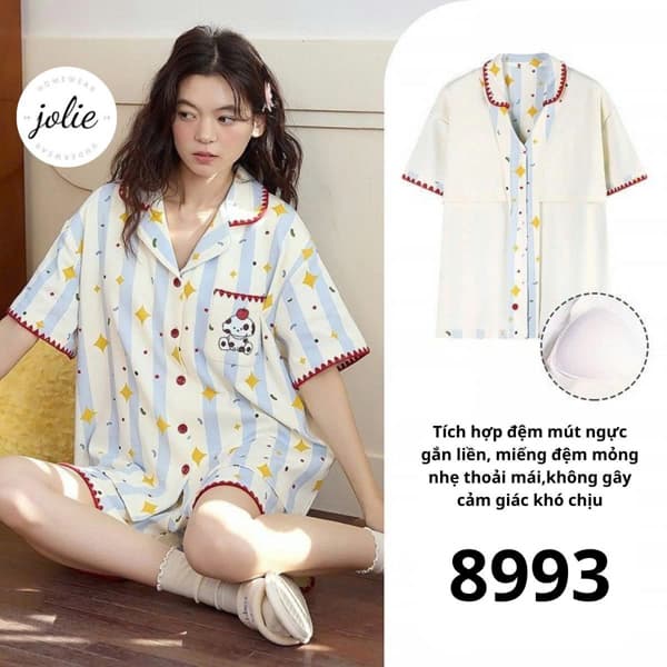 Bộ cotton áo cộc pijama