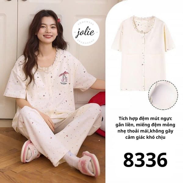 Bộ áo cộc cài khuy quần dài