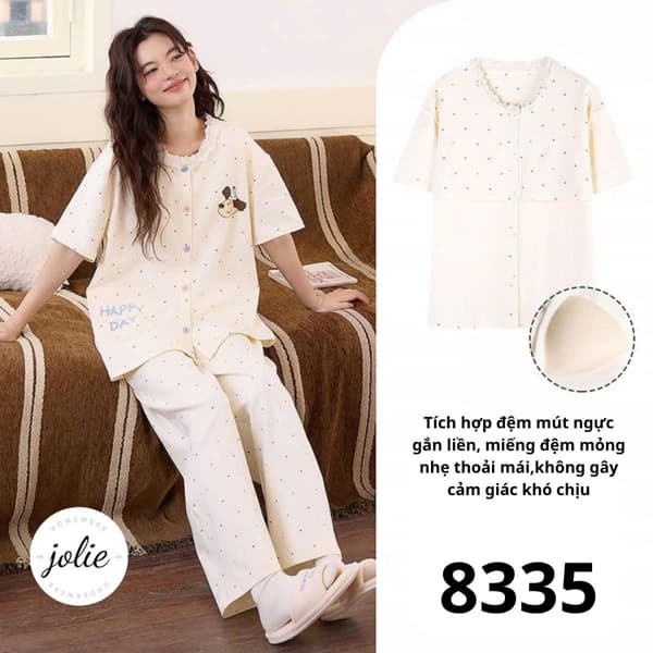 Bộ áo cộc cài khuy quần dài