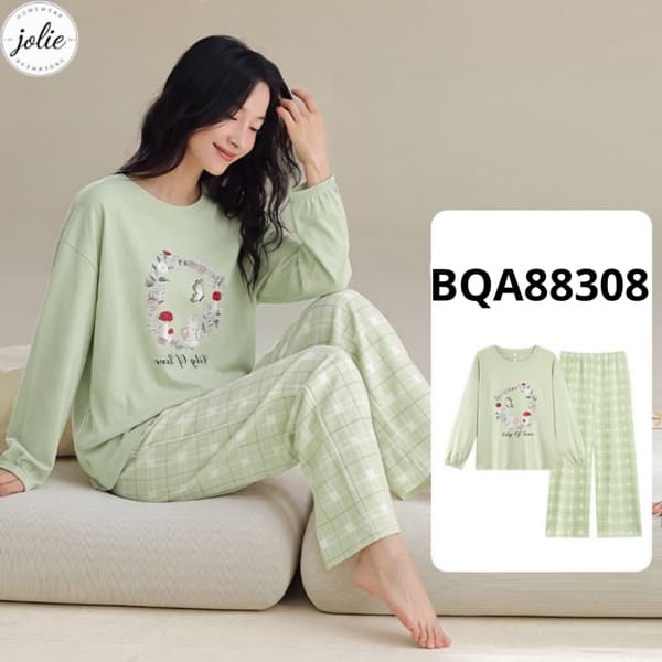 Bộ dài tay cổ tròn 100% cotton