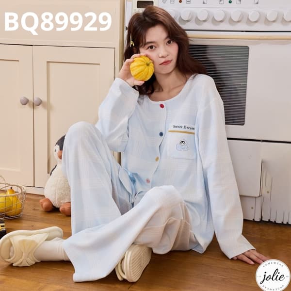 Bộ dài tay cài khuy 100% cotton