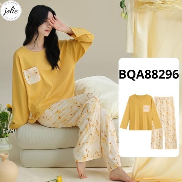 Bộ dài tay cổ tròn 100% cotton