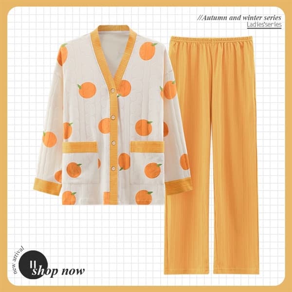 Bộ cotton dài tay cổ v