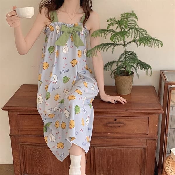 Váy cotton 2 dây xanh cốm holly 28202