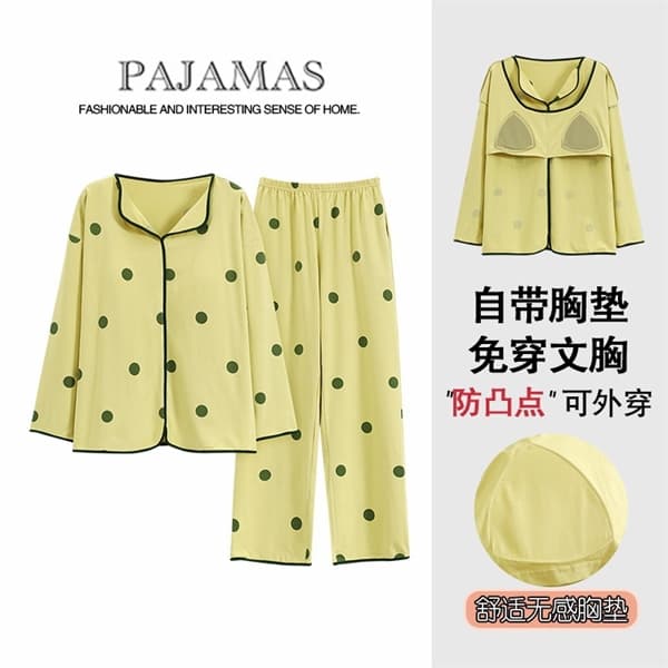 Bộ cổ bẻ cotton có đệm ngực