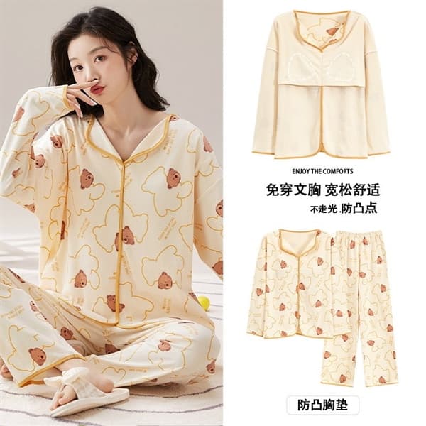 Bộ dài tay cổ bẻ có đệm ngực